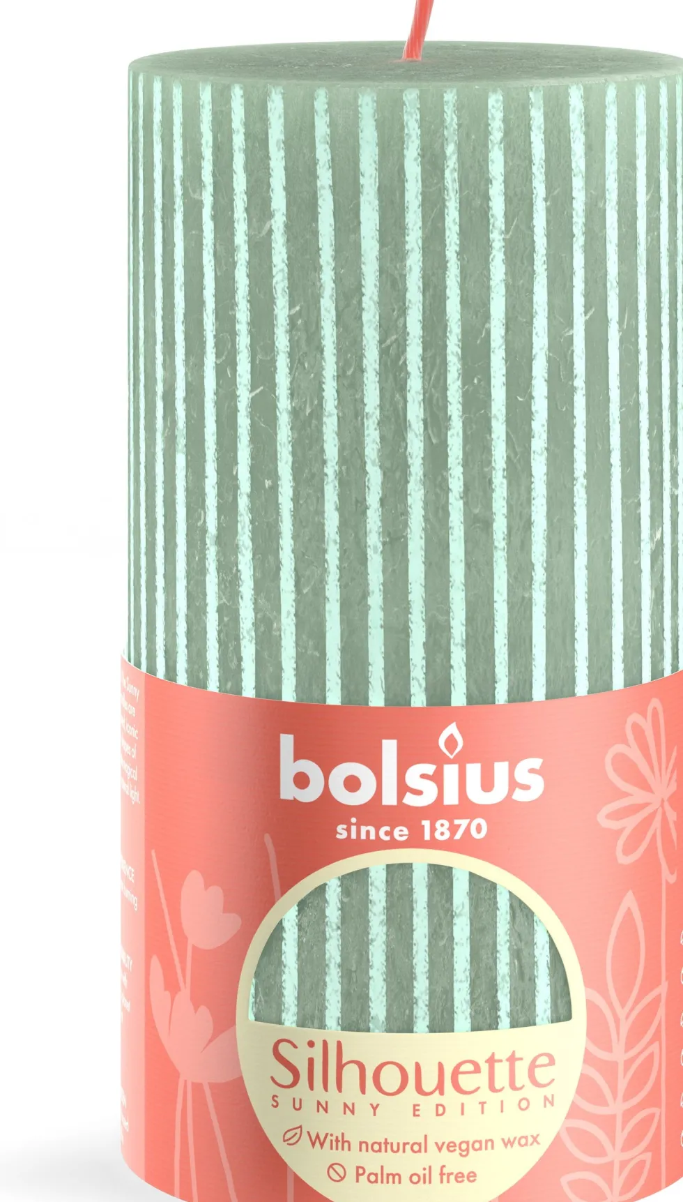 Bolsius stompkaars Rustiek Shine groen 60 uur D 6,8 H 13 cm