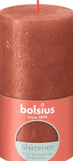 Bolsius stompkaars Rustiek Shimmer oranje 60 uur D 6,8 H 13 cm