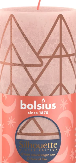 Bolsius stompkaars Rustiek silhouette roze 60 uur D 6,8 H 13 cm