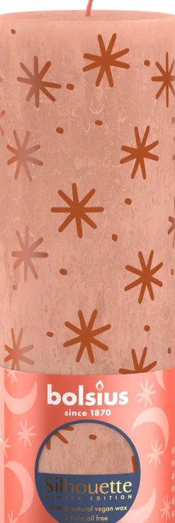 Bolsius stompkaars Rustiek silhouette roze 85 uur D 6,8 H 19 cm