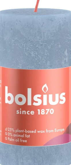 Bolsius stompkaars Shine blauw 30 uur D 5 x H 10 cm