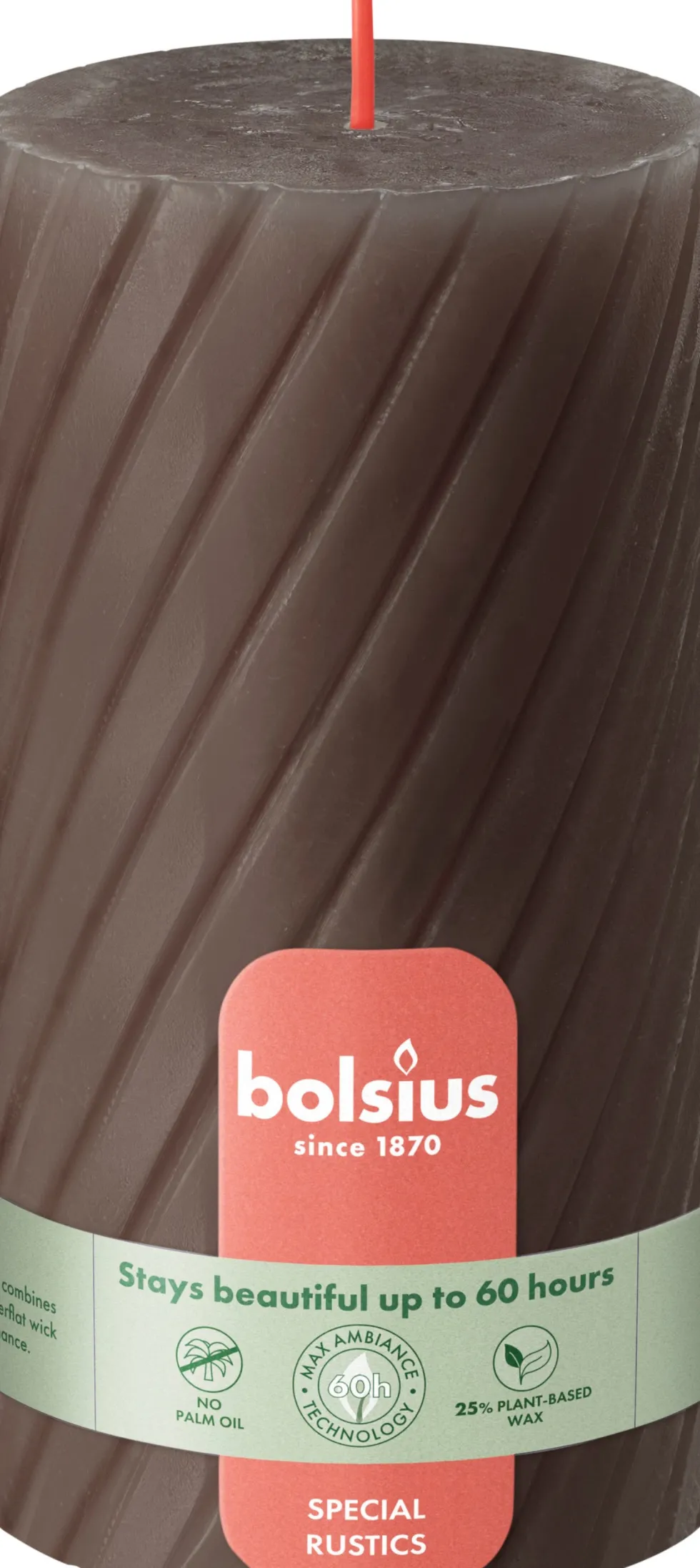 Bolsius stompkaars Twist beige 60 uur D 13,6 H 6,8 cm