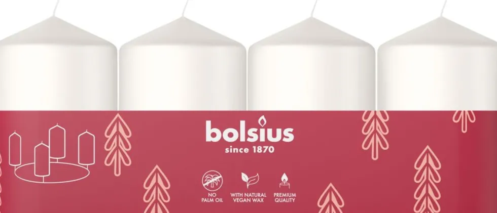 Bolsius stompkaars wit 7 uur D 4 H 6 cm 4 stuks
