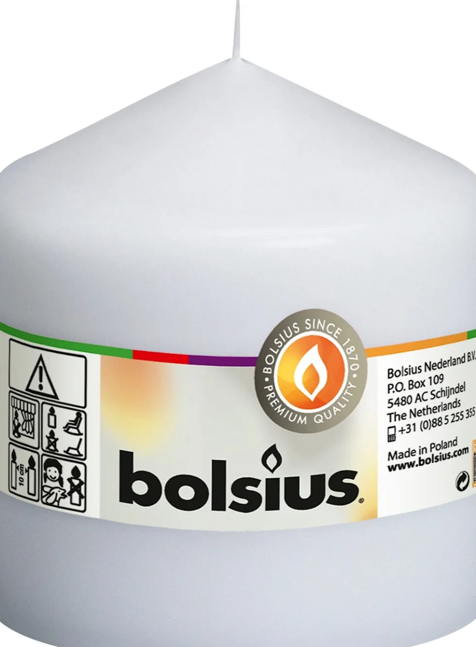 Bolsius stompkaars wit 45 uur D 9,8 H 10 cm