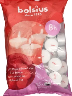 Bolsius waxinelichten D-light wit 8 uur 45 stuks