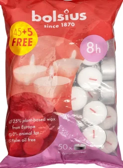 Bolsius waxinelicht wit 8 uur D 4 H 2 cm 50 stuks