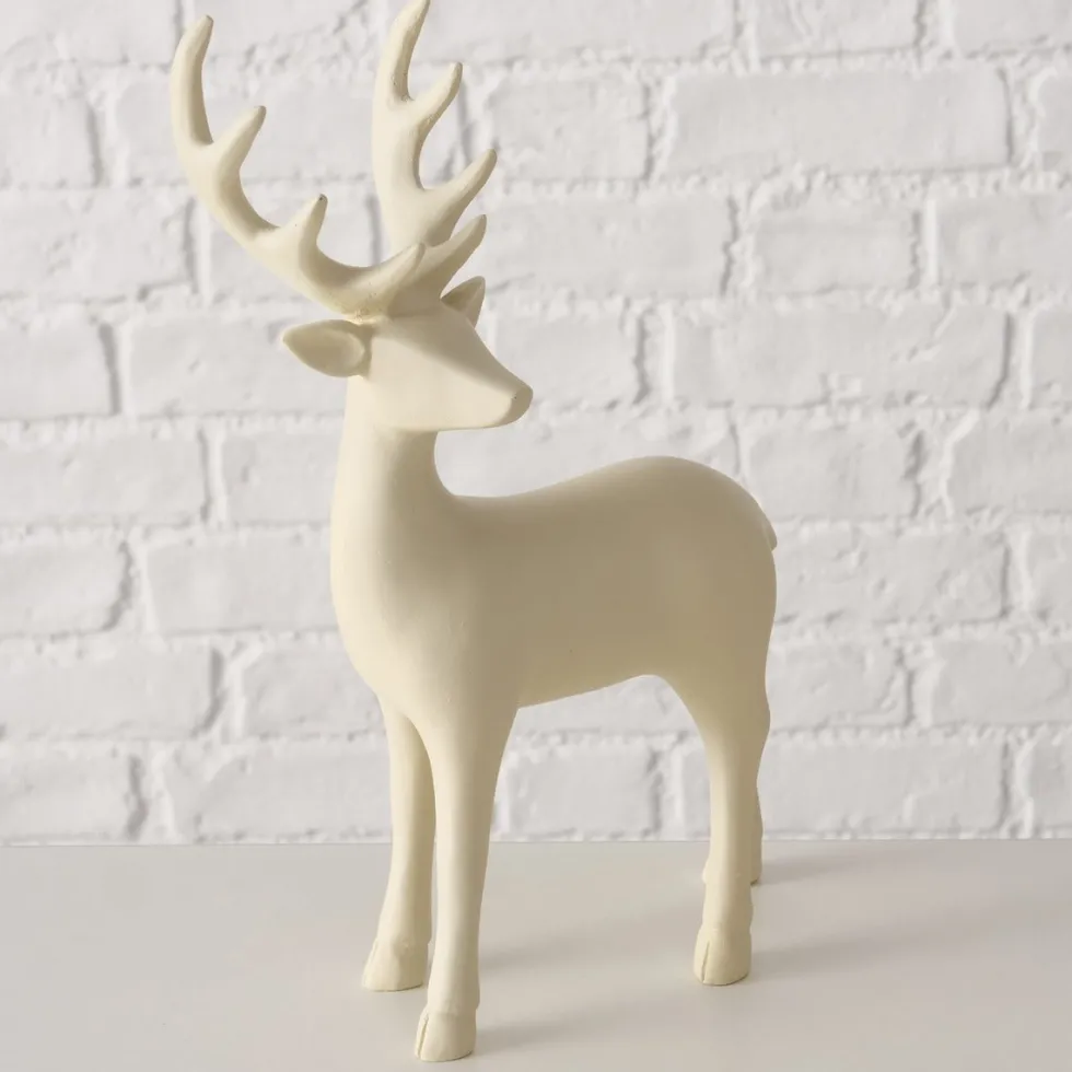 Boltze kerstfiguur Hario rendier wit 14,5 x 7 x 22 cm