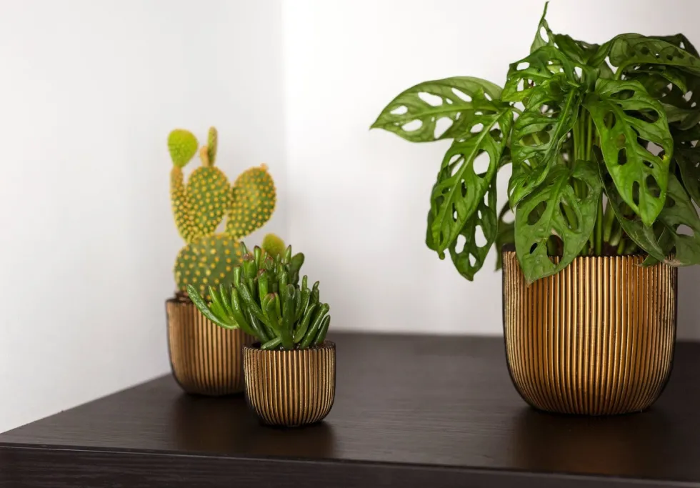Capi Europe bloempot Groove goud D 14 H 13 cm