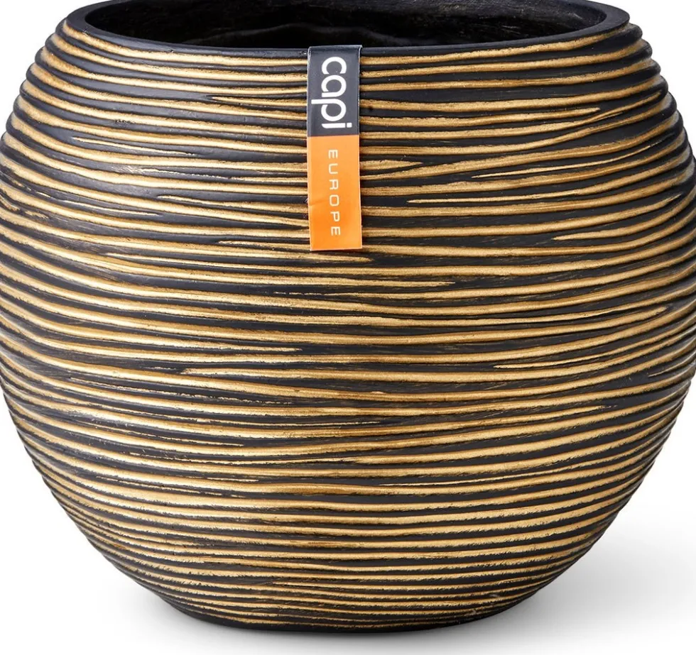 Capi Europe bloempot Nature-Rib goud / zwart D 21 H 19 cm