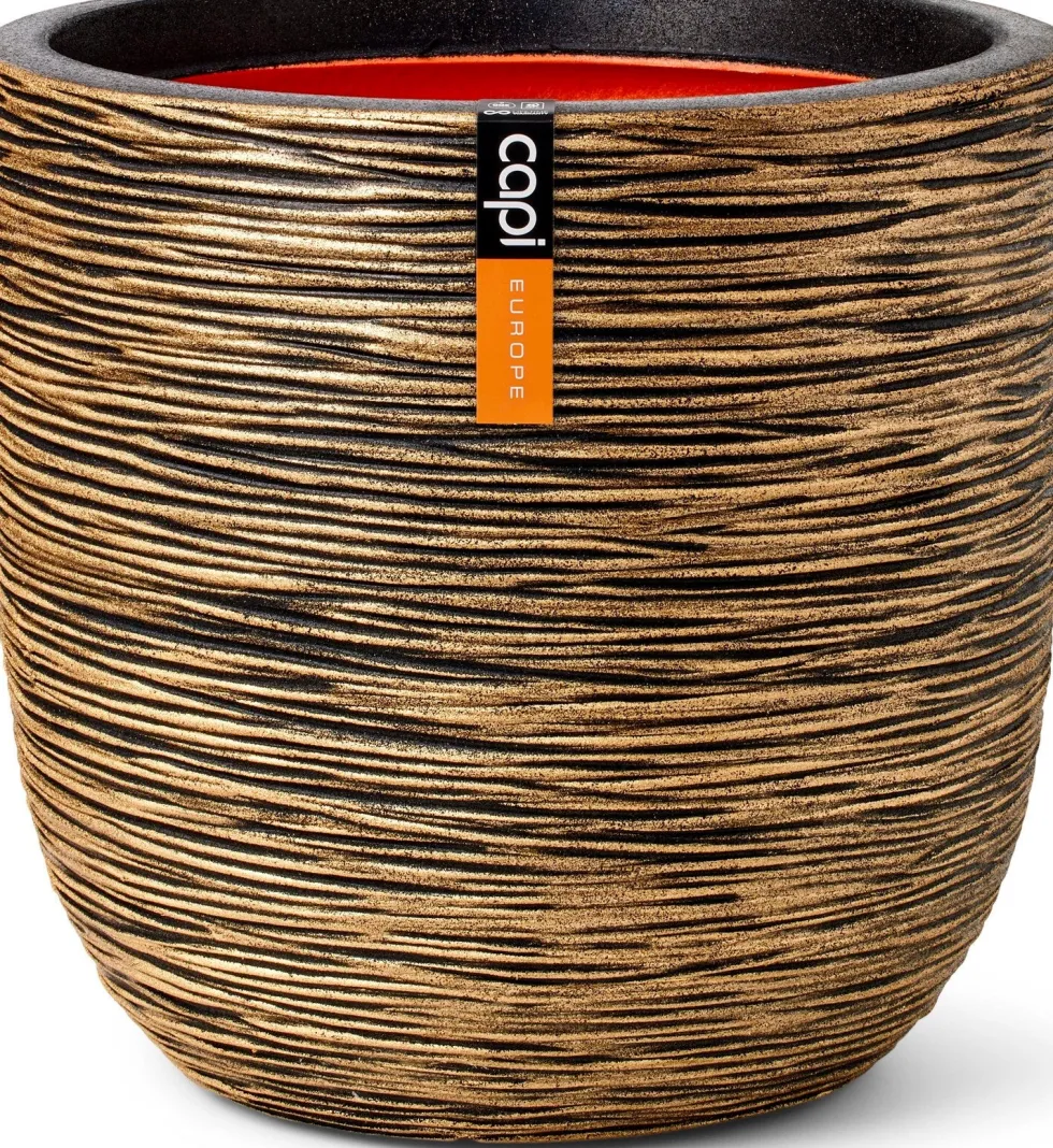 Capi Europe bloempot Nature Rib zwart / goud D 43 H 41 cm