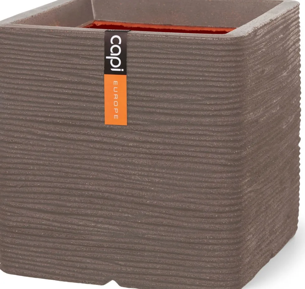 Capi Europe bloempot Nature Rib taupe 40 x 40 x 40 cm
