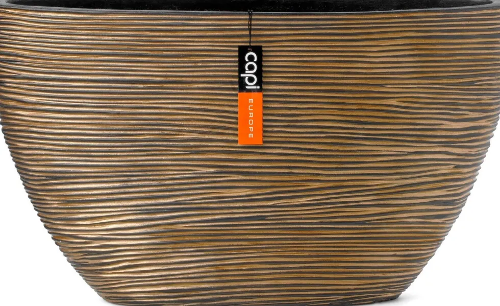 Capi Europe bloempot Nature-Rib goud / zwart 59 x 14 x 34 cm