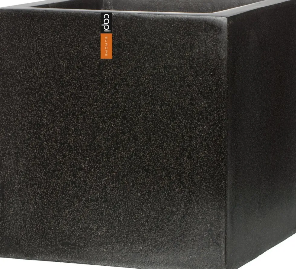 Capi Europe plantenbak Lux Terrazzo zwart 50 x 50 x 50 cm
