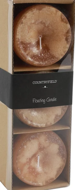 Countryfield drijfkaars Bollie oranje 18 uur 3 stuks