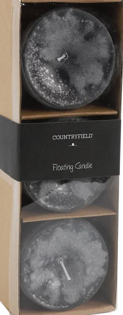 Countryfield drijfkaars Bollie grijs 18 uur 3 stuks
