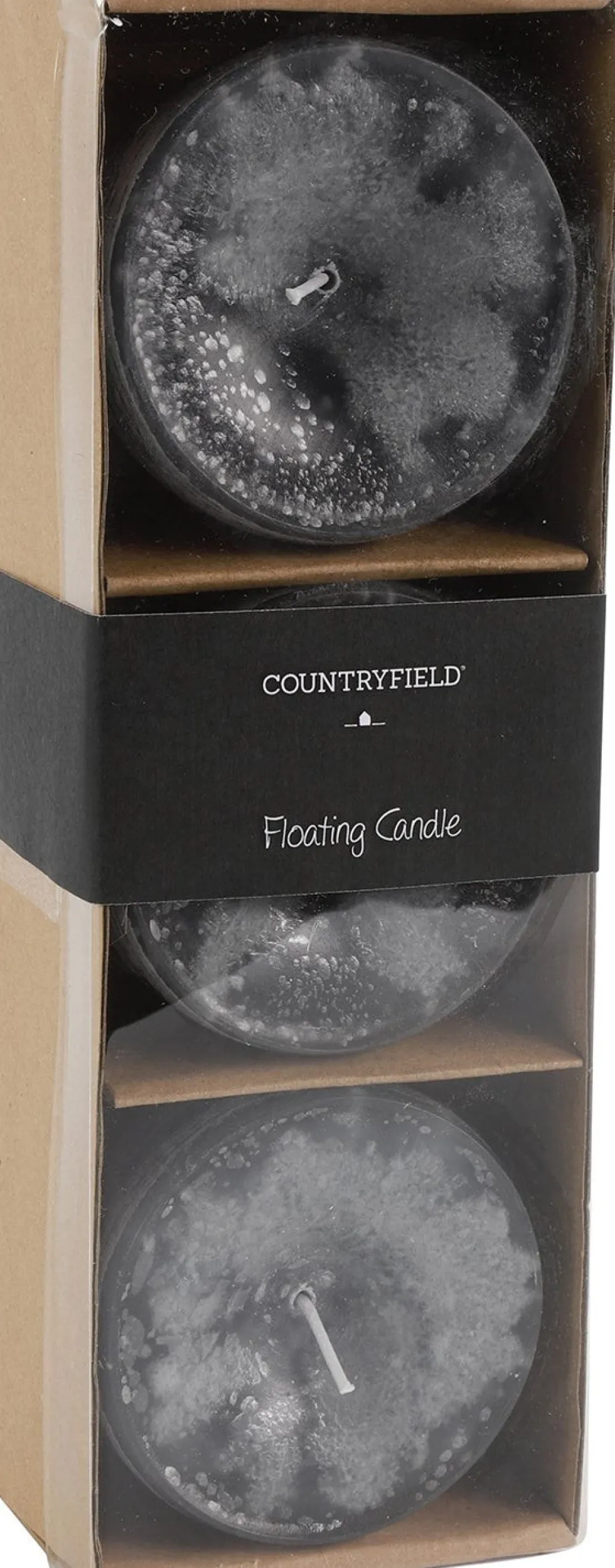 Countryfield drijfkaars Bollie grijs 18 uur 3 stuks