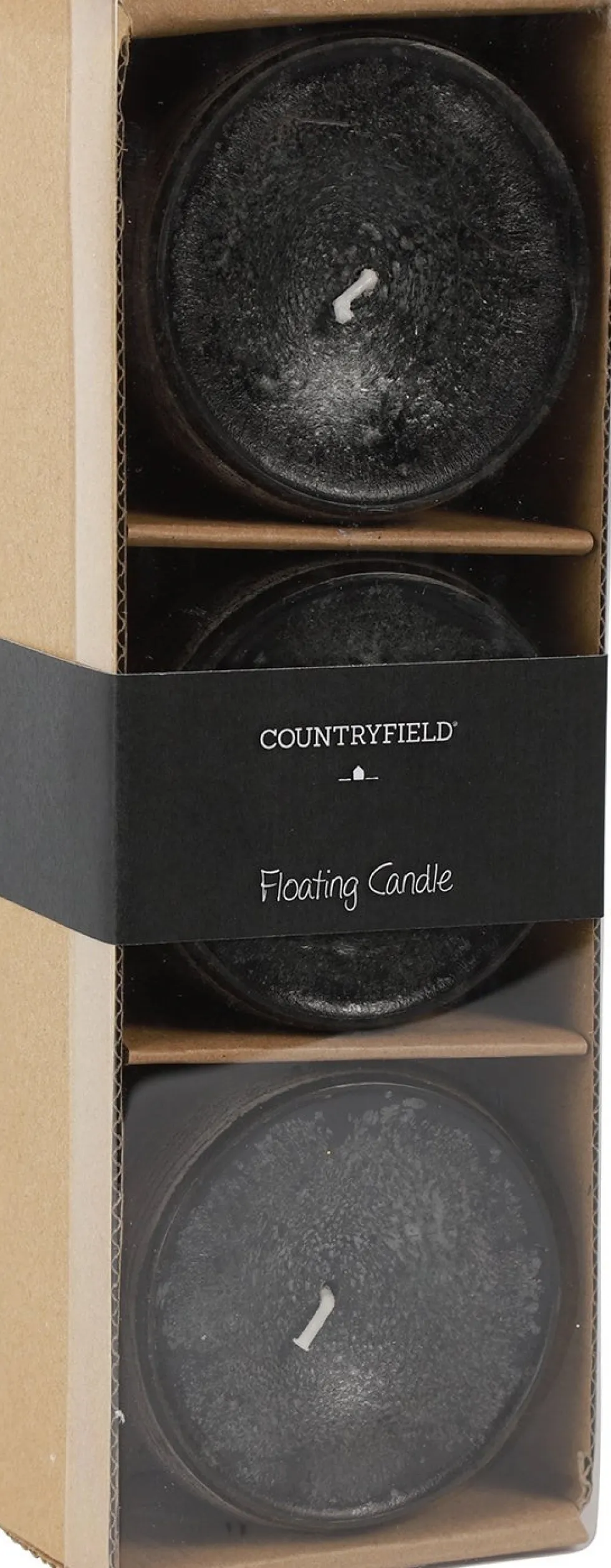 Countryfield drijfkaars Bollie zwart 18 uur 3 stuks