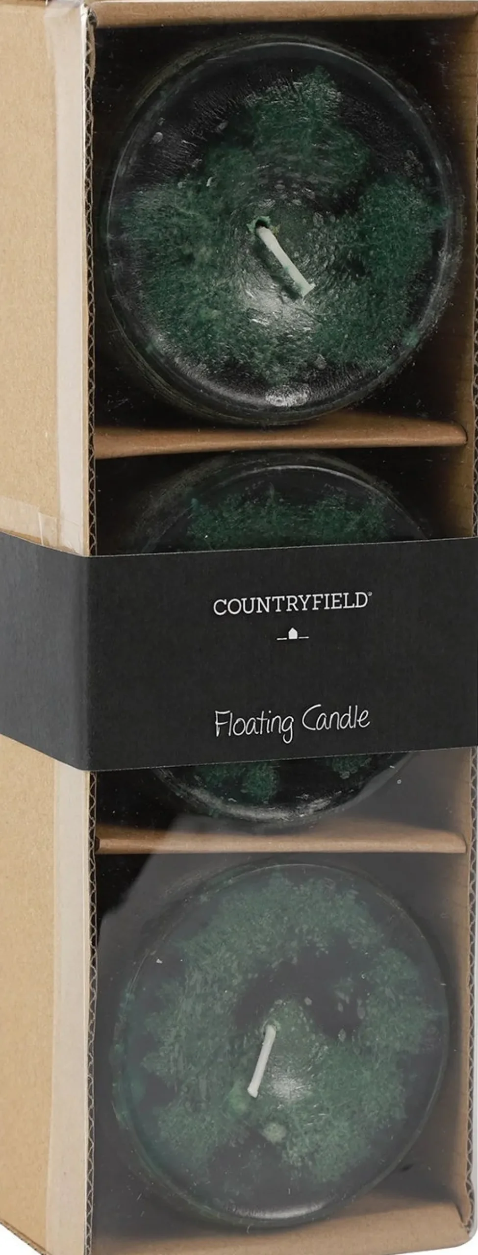 Countryfield drijfkaars Bollie donkergroen 18 uur 3 stuks