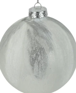 Countryfield kerstbal Lispe wit / zilver D 10 cm