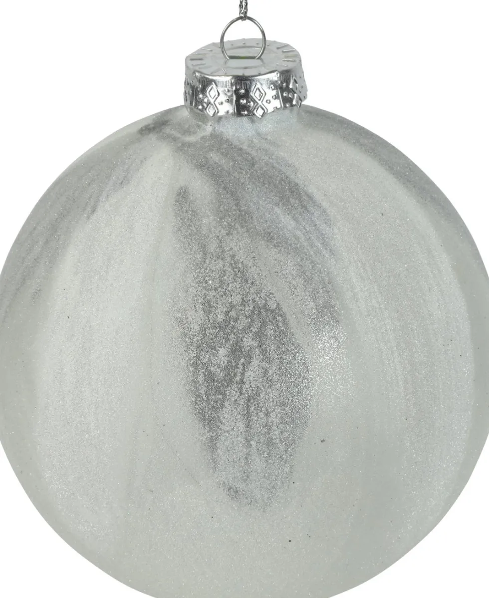 Countryfield kerstbal Lispe wit / zilver D 10 cm