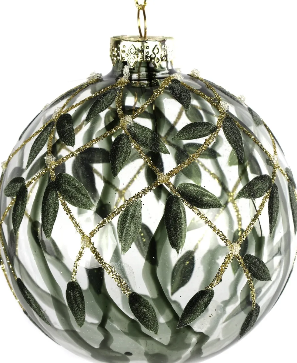 Countryfield kerstbal Neola groen / transparant D 15 cm