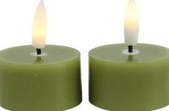 Countryfield LED waxinelicht Lyon groen D 4 H 5,2 cm 2 stuks