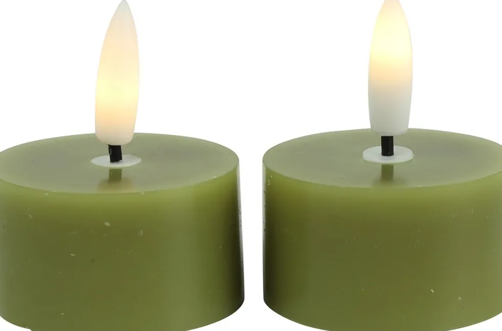 Countryfield LED waxinelicht Lyon groen D 4 H 5,2 cm 2 stuks