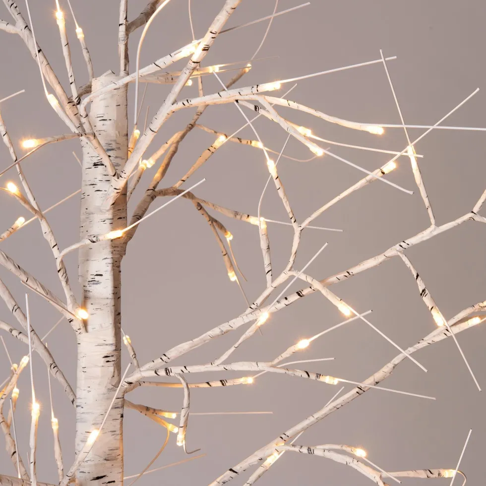 Decoratieboom berk H 130 cm met 120 lampjes warm wit