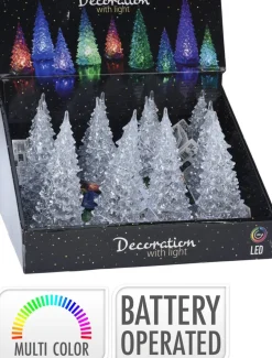 Decoratieboom Kindo transparant met verlichting gekleurd D 7 H 17 cm