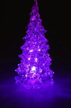 Decoratieboom Kindo transparant met verlichting gekleurd D 5,5 H 12 cm