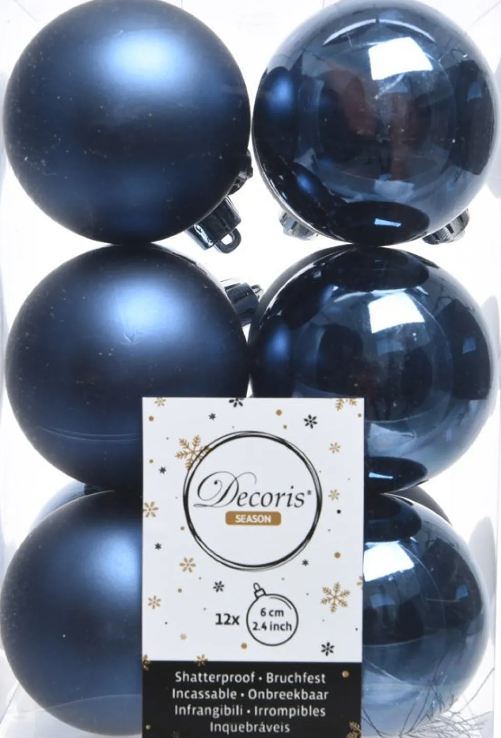 Decoris kerstbal blauw D 6 cm 12 stuks