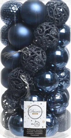 Decoris kerstbal blauw D 6 cm 37 stuks