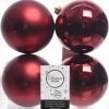 Decoris kerstbal bordeaux D 10 cm 4 stuks