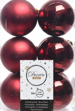 Decoris kerstbal bordeaux D 6 cm 12 stuks