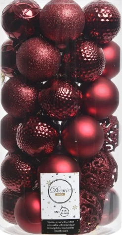 Decoris kerstbal bordeaux D 6 cm 37 stuks