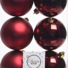 Decoris kerstbal bordeaux D 8 cm 6 stuks