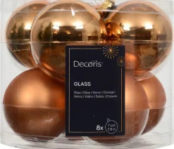 Decoris kerstbal brandy D 7 cm 8 stuks