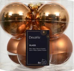 Decoris kerstbal brandy D 8 cm 6 stuks