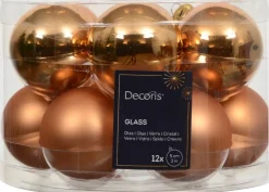 Decoris kerstbal brandy D 5 cm 12 stuks