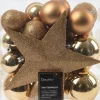 Decoris kerstbal bruin D 8 cm 33 stuks