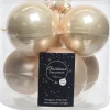 Decoris kerstbal crème D 8 cm 6 stuks