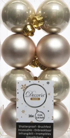 Decoris kerstbal crème D 4 cm 16 stuks