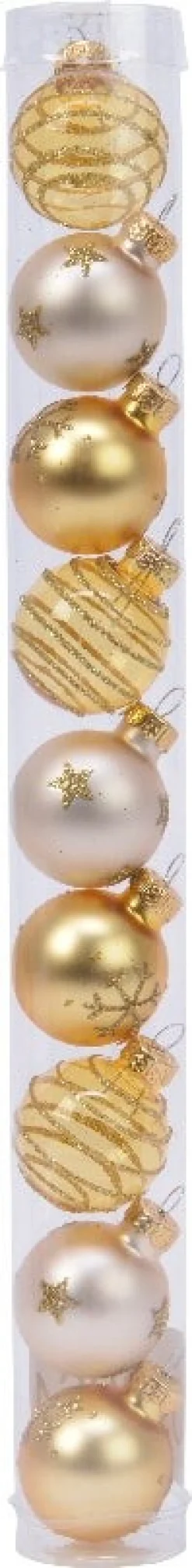 Decoris kerstbal crème / goud D 3 cm 9 stuks