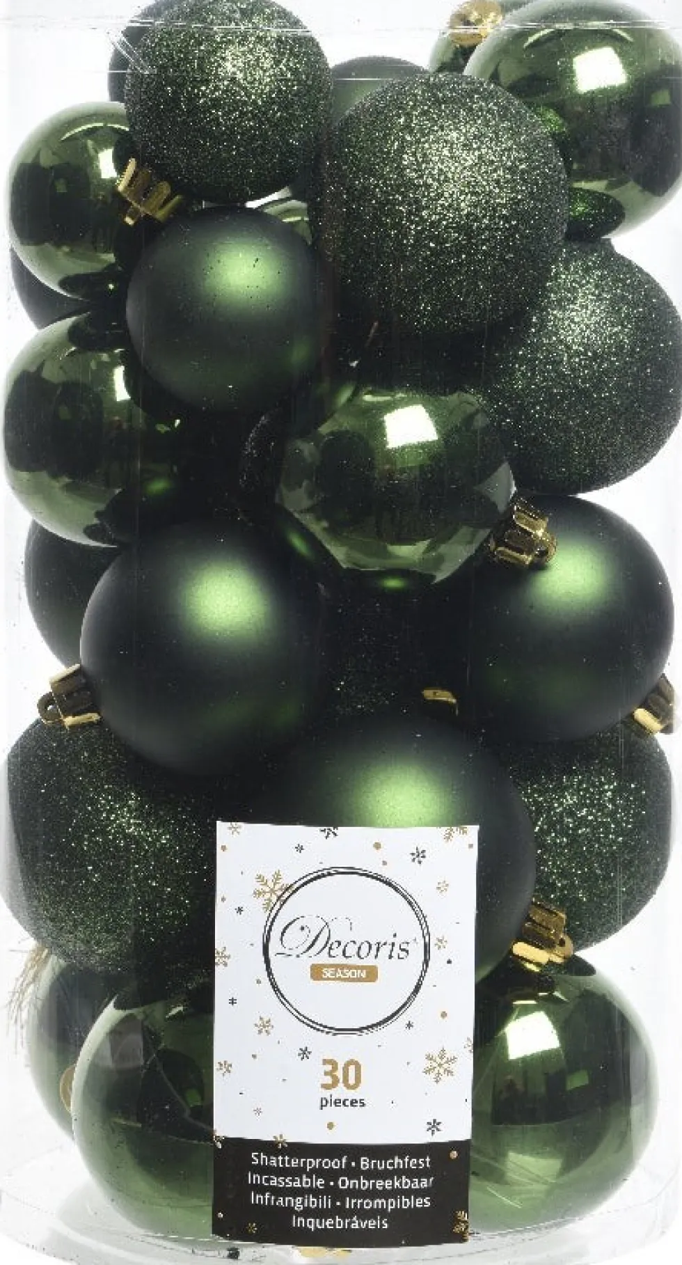 Decoris kerstbal donker groen D 4 / 5 / 6 cm 30 stuks