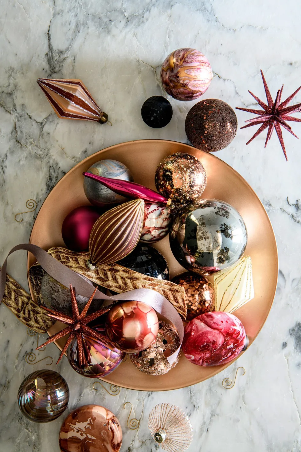 Decoris kerstbal donkerroze D 8 cm 6 stuks