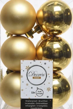 Decoris kerstbal goud D 6 cm 12 stuks
