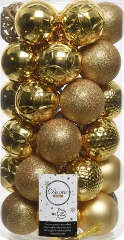 Decoris kerstbal goud D 6 cm 37 stuks