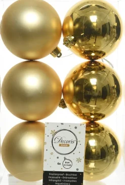 Decoris kerstbal goud D 8 cm 6 stuks