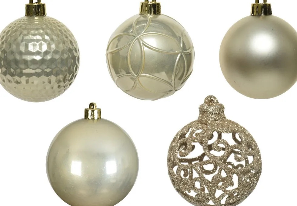 Decoris kerstbal goud / zilver D 6 cm 37 stuks
