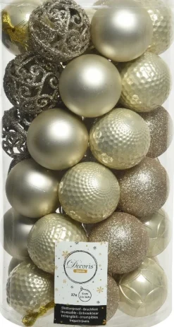 Decoris kerstbal goud / zilver D 6 cm 37 stuks